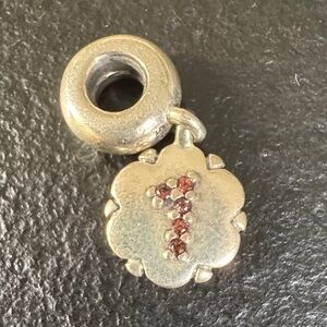 Silver #1 Charm with Pink Gemstones